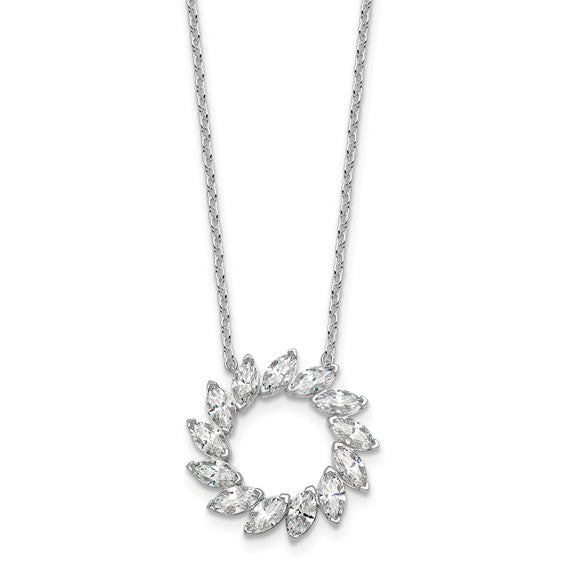 14K White Gold 3 CT Lab-Grown Diamond Marquise Cut Circle Necklace