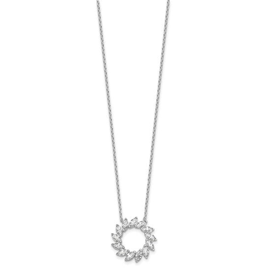 14K White Gold 3 CT Lab-Grown Diamond Marquise Cut Circle Necklace