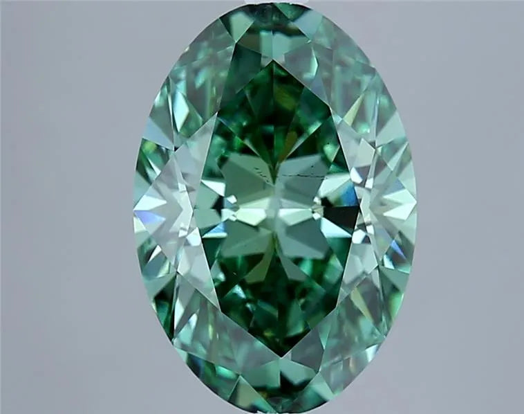 4.00ct Oval Lab Grown Diamond (Colour Fancy Vivid Green, Clarity VS2, IGI Certified)