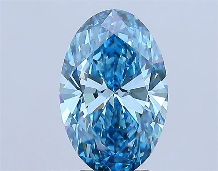 4.04ct Oval Lab Grown Diamond (Colour Fancy Vivid Blue, Clarity VS1, IGI Certified)