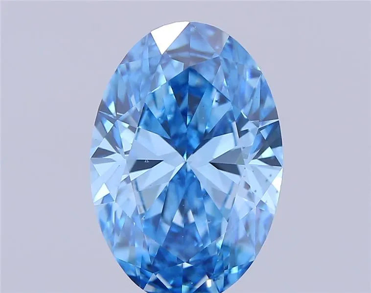 4.10ct Oval Lab Grown Diamond (Colour Fancy Vivid Blue, Clarity VS2, IGI Certified)