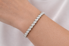 Jacob Mercari 14K White Gold Angled Pear Cut Lab-Grown Diamond Tennis Bracelet 3-7 CTW on the wrist
