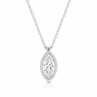 14K White Gold Marquise Cut Lab-Grown Diamond Bezel Solitaire Necklace