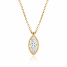 14K Yellow Gold Marquise Cut Lab-Grown Diamond Bezel Solitaire Necklace