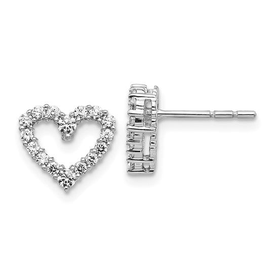 Jacob Mercari 14K White Gold Lab Grown Diamond Heart Post Earrings