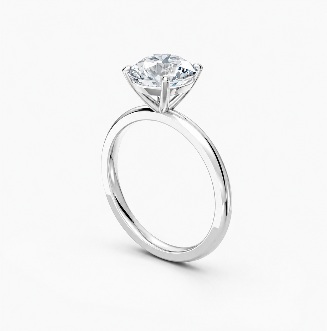 14K White Gold Heritage Solitaire Engagement Ring Top Side View