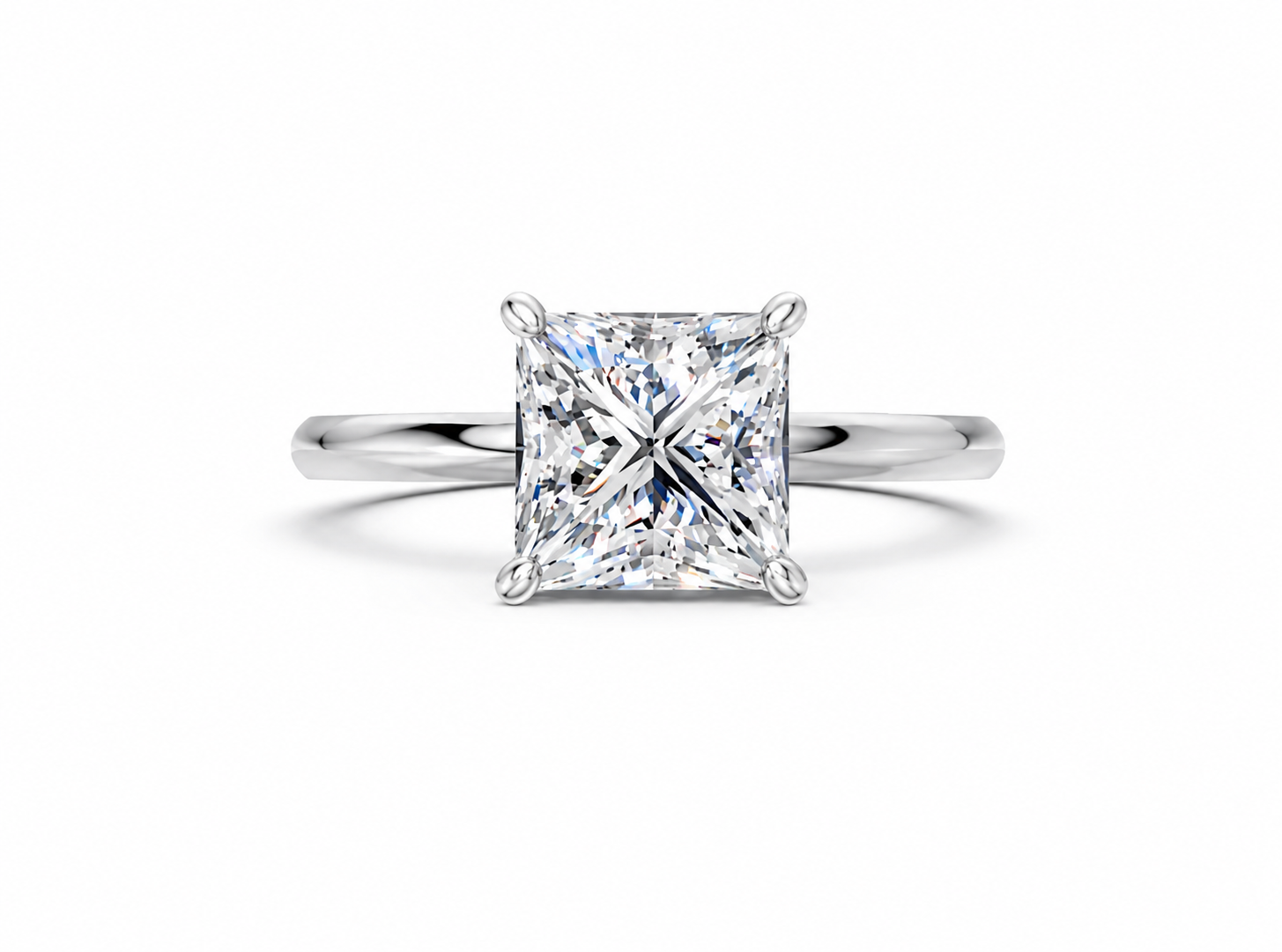 14K White Gold Heritage Princess Solitaire Engagement Ring