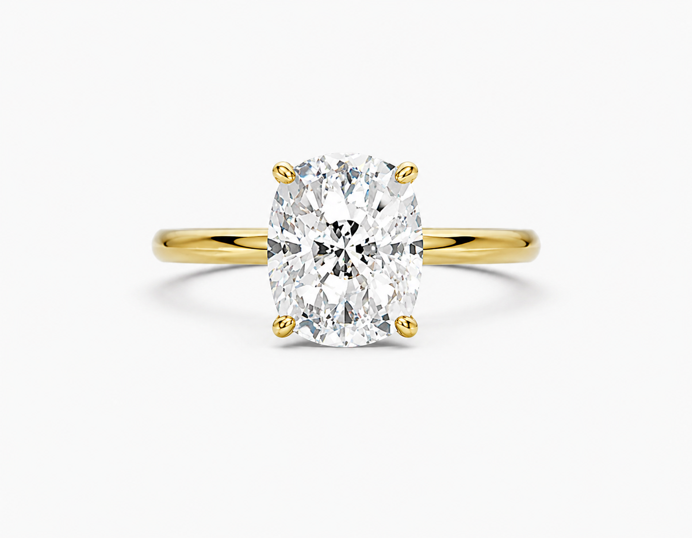 14K Yellow Gold Heritage Cushion Solitaire Engagement Ring