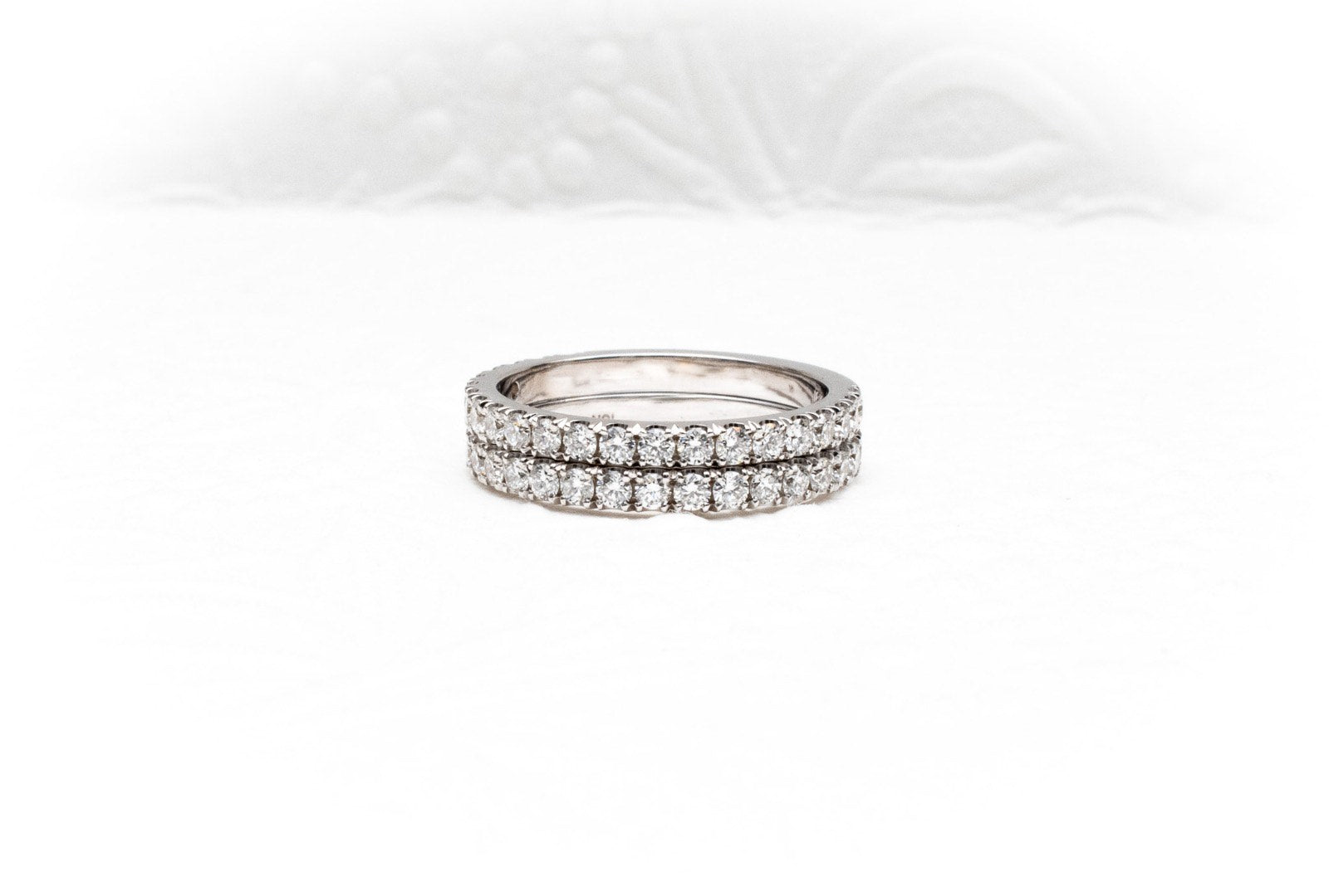Jacob Mercari 14K White Gold Pave Wedding Bands