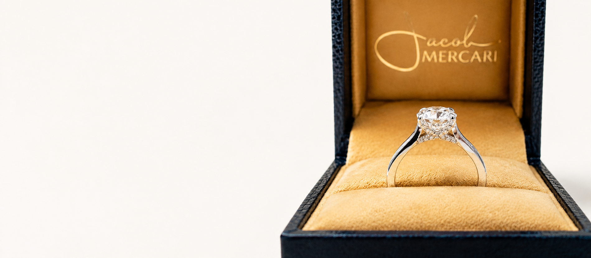 Jacob Mercari 14K White Gold Twisted Hidden Halo Round Cut Diamond Engagement Ring
