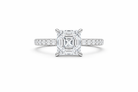 Jacob Mercari 14K White Gold Lab-Grown Diamond Engagement Ring: Asscher Cut diamond pavé band.