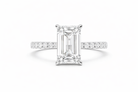 Jacob Mercari 14K White Gold Lab-Grown Diamond Engagement Ring: Emerald Cut diamond pavé band.