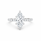 Jacob Mercari 14K White Gold Lab-Grown Diamond Engagement Ring: Marquise Cut diamond pavé band.