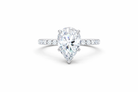 Jacob Mercari 14K White Gold Lab-Grown Diamond Engagement Ring: Pear Cut diamond pavé band.