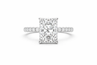 Jacob Mercari 14K White Gold Lab-Grown Diamond Engagement Ring: Radiant Cut diamond pavé band.