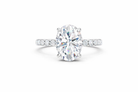 Jacob Mercari 14K White Gold Lab-Grown Diamond Engagement Ring: Oval Cut diamond pavé band.