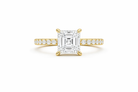 Jacob Mercari 14K Yellow Gold Lab-Grown Diamond Engagement Ring: Asscher Cut diamond pavé band.