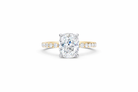 Jacob Mercari 14K White Gold Lab-Grown Diamond Engagement Ring: Cushion Cut diamond pavé band with 14K White Gold Basket.