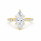 Jacob Mercari 14K Yellow Gold Lab-Grown Diamond Engagement Ring: Marquise Cut diamond pavé band.