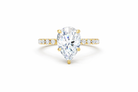 Jacob Mercari 14K Yellow Gold Lab-Grown Diamond Engagement Ring: Pear Cut diamond pavé band.