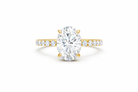 Jacob Mercari 14K Yellow Gold Lab-Grown Diamond Engagement Ring: Oval Cut diamond pavé band.
