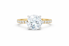 Jacob Mercari 14K Yellow Gold Lab-Grown Diamond Engagement Ring: Round Cut diamond pavé band with 14K White Gold Basket.