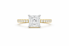 Jacob Mercari 14K Yellow Gold Lab-Grown Diamond Engagement Ring: Asscher Cut diamond pavé band with a 14K White Gold Basket.