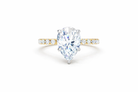 Jacob Mercari 14K Yellow Gold Lab-Grown Diamond Engagement Ring: Pear Cut diamond pavé band with 14K White Gold Basket.