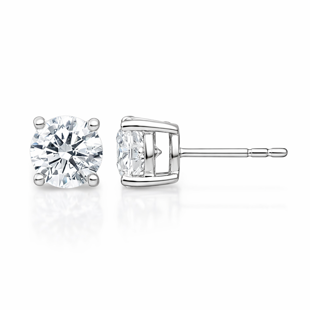 Jacob Mercari 14K White Gold Lab-Grown Diamond 4 prong round studs