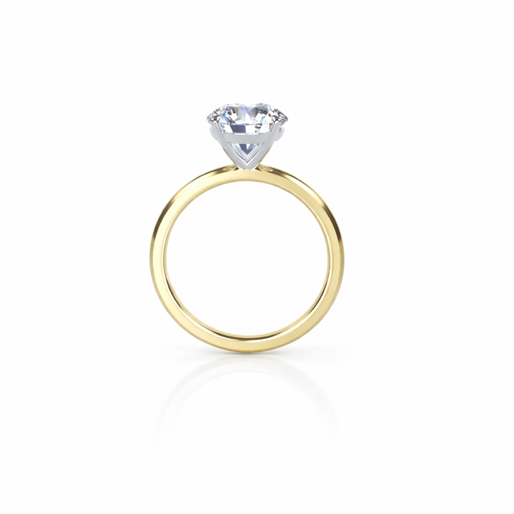 Jacob Mercari 14K Yellow Gold with 14K White Gold Basket: Round Cut Lab-Grown Diamond Solitaire Engagement Ring