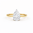Jacob Mercari 14K Yellow Gold with 14K White Gold Basket: Pear Cut Lab-Grown Diamond Solitaire Engagement Ring