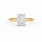 Jacob Mercari 14K Yellow Gold with 14K White Gold Basket: Emerald Cut Lab-Grown Diamond Solitaire Engagement Ring