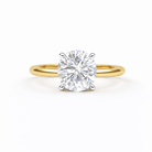 Jacob Mercari 14K Yellow Gold with 14K White Gold Basket: Round Cut Lab-Grown Diamond Solitaire Engagement Ring