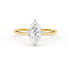 Jacob Mercari 14K Yellow Gold with 14K White Gold Basket: Marquise Cut Lab-Grown Diamond Solitaire Engagement Ring