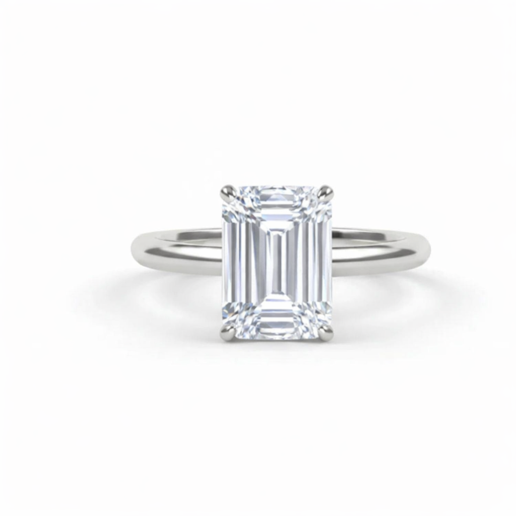 Jacob Mercari 14K White Gold Lab-Grown Diamond Emerald Cut Solitaire Engagement Ring