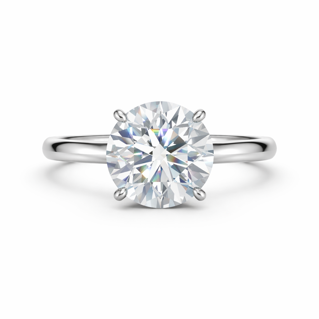 Jacob Mercari 14K White Gold Lab-Grown Diamond Hidden Halo Engagement Ring: Round Cut diamond.