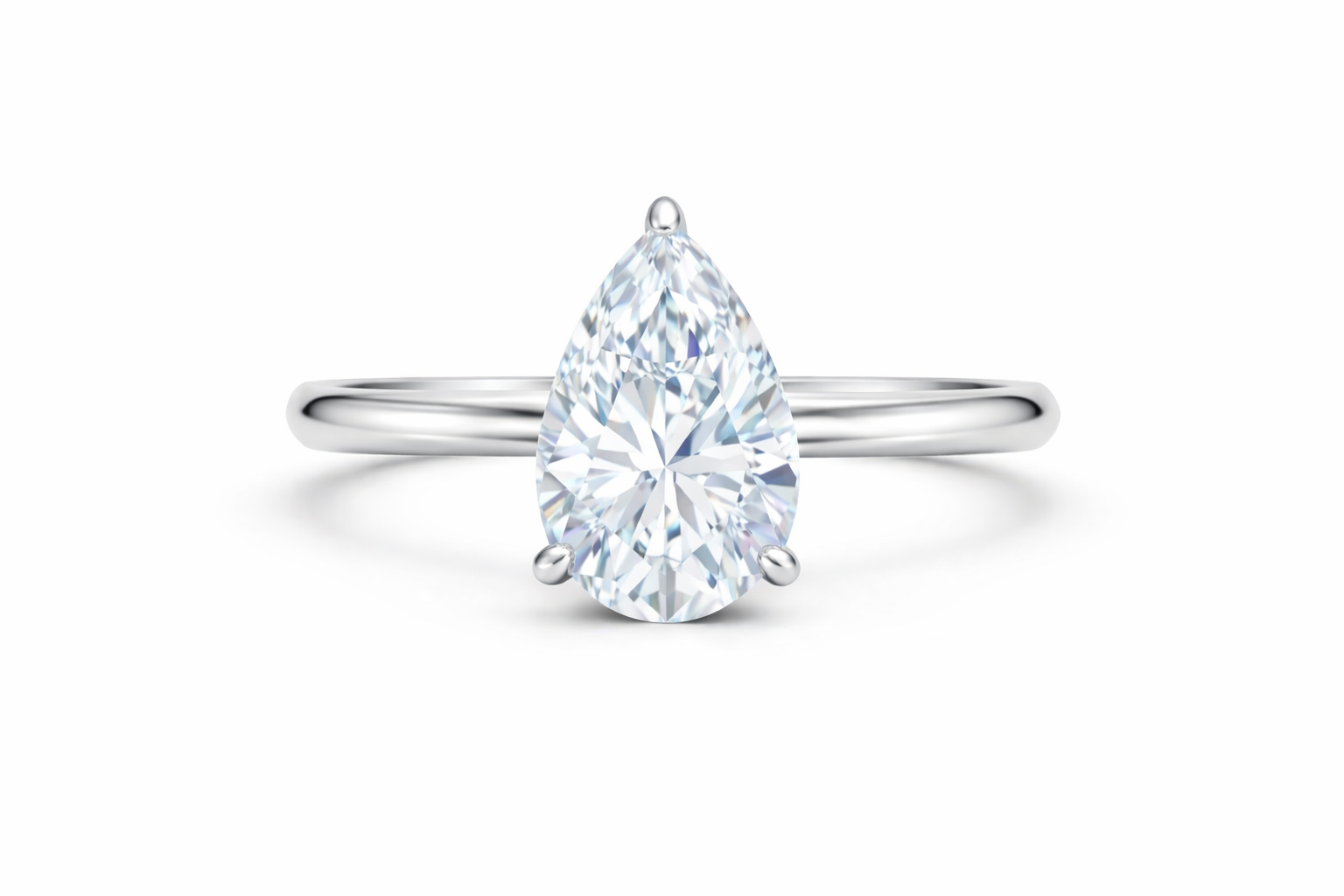 Jacob Mercari 14K White Gold Lab-Grown Diamond Hidden Halo Engagement Ring: Pear Cut diamond.