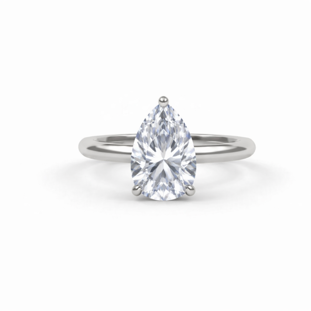 Jacob Mercari 14K White Gold Lab-Grown Diamond Pear Cut Solitaire Engagement Ring