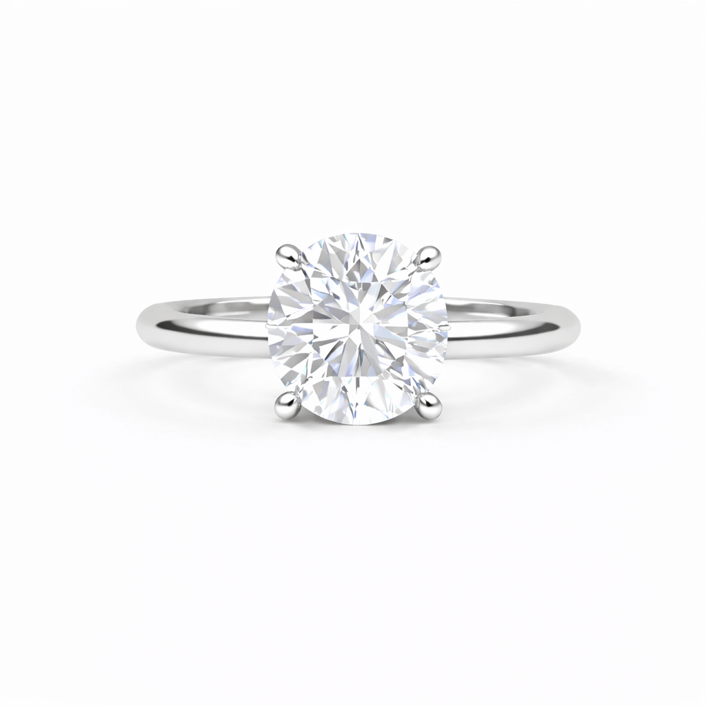 Jacob Mercari 14K White Gold Lab- Grown Diamond: Round Cut Engagement Ring