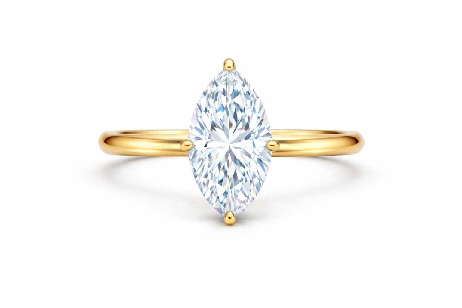Jacob Mercari 14K Yellow Gold Lab-Grown Diamond Hidden Halo Engagement Ring: Marquise Cut diamond.