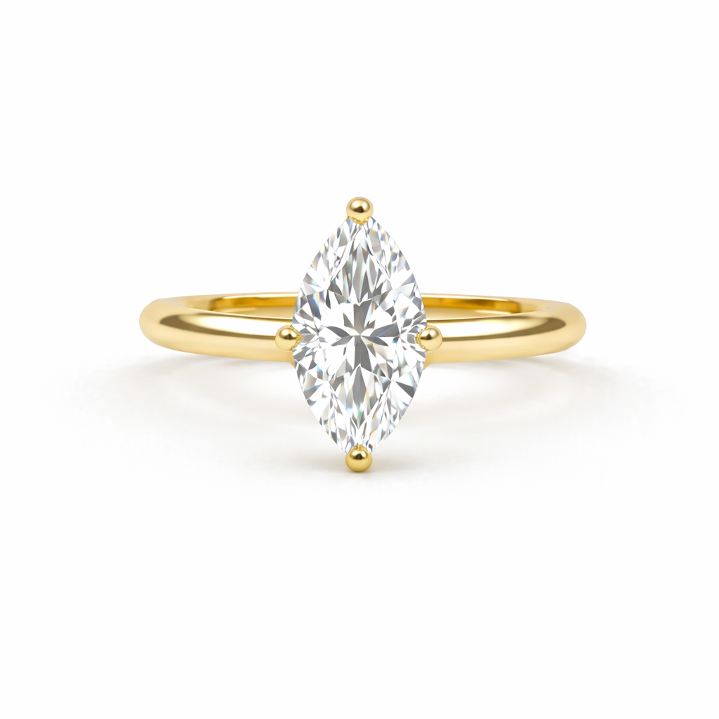 Jacob Mercari 14K Yellow Gold Lab-Grown Diamond Marquise Cut Solitaire Engagement Ring