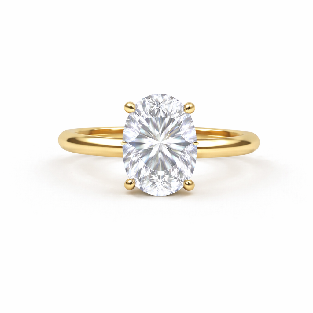 Jacob Mercari 14K Yellow Gold Lab-Grown Diamond Oval Cut Solitaire Engagement Ring