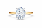Jacob Mercari 14K Yellow Gold Lab-Grown Diamond Hidden Halo Engagement Ring: Oval Cut diamond with 14K White Gold Basket.