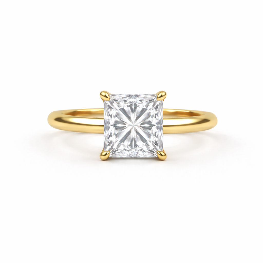 Jacob Mercari 14K Yellow Gold Lab-Grown Diamond Princess Cut Solitaire Engagement Ring