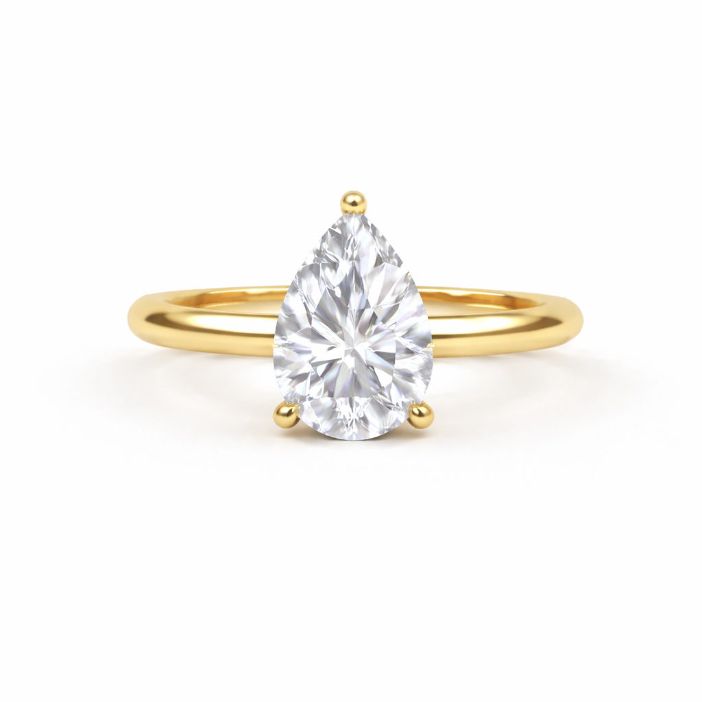 Jacob Mercari 14K Yellow Gold Lab-Grown Diamond Pear Cut Solitaire Engagement Ring