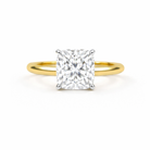Jacob Mercari 14K Yellow Gold with 14K White Gold Basket: Cushion Cut Lab-Grown Diamond Solitaire Engagement Ring