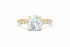 Jacob Mercari 14K Yellow Gold Lab-Grown Diamond Engagement Ring: Round Cut diamond pavé band.