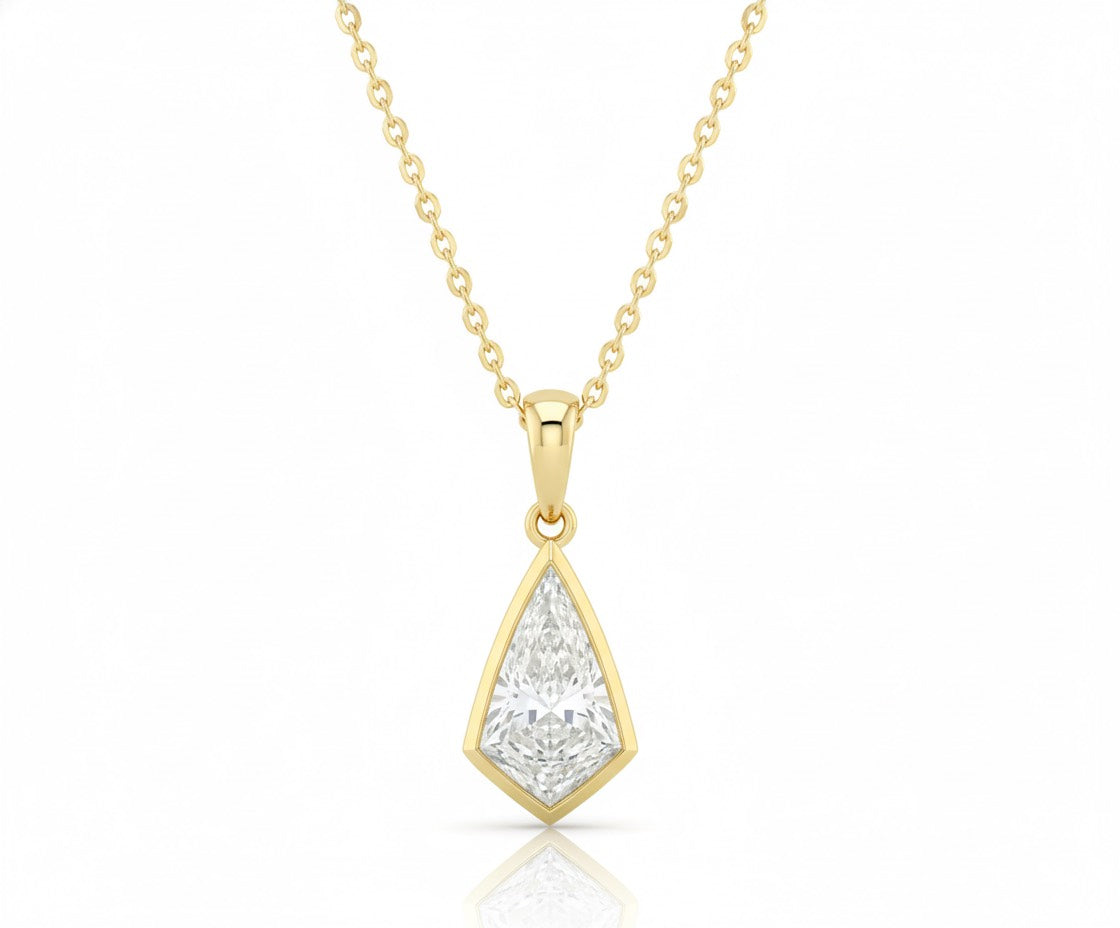 Jacob Mercari 14K Yellow Gold Kite Bezel Lab-Grown Diamond Solitaire Necklace