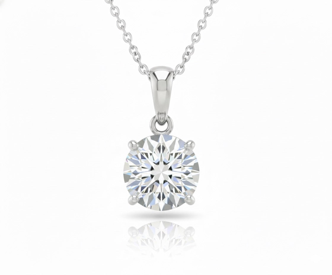 Jacob Mercari 14k White Gold European Cut Lab-Grown Diamond Solitaire Necklace