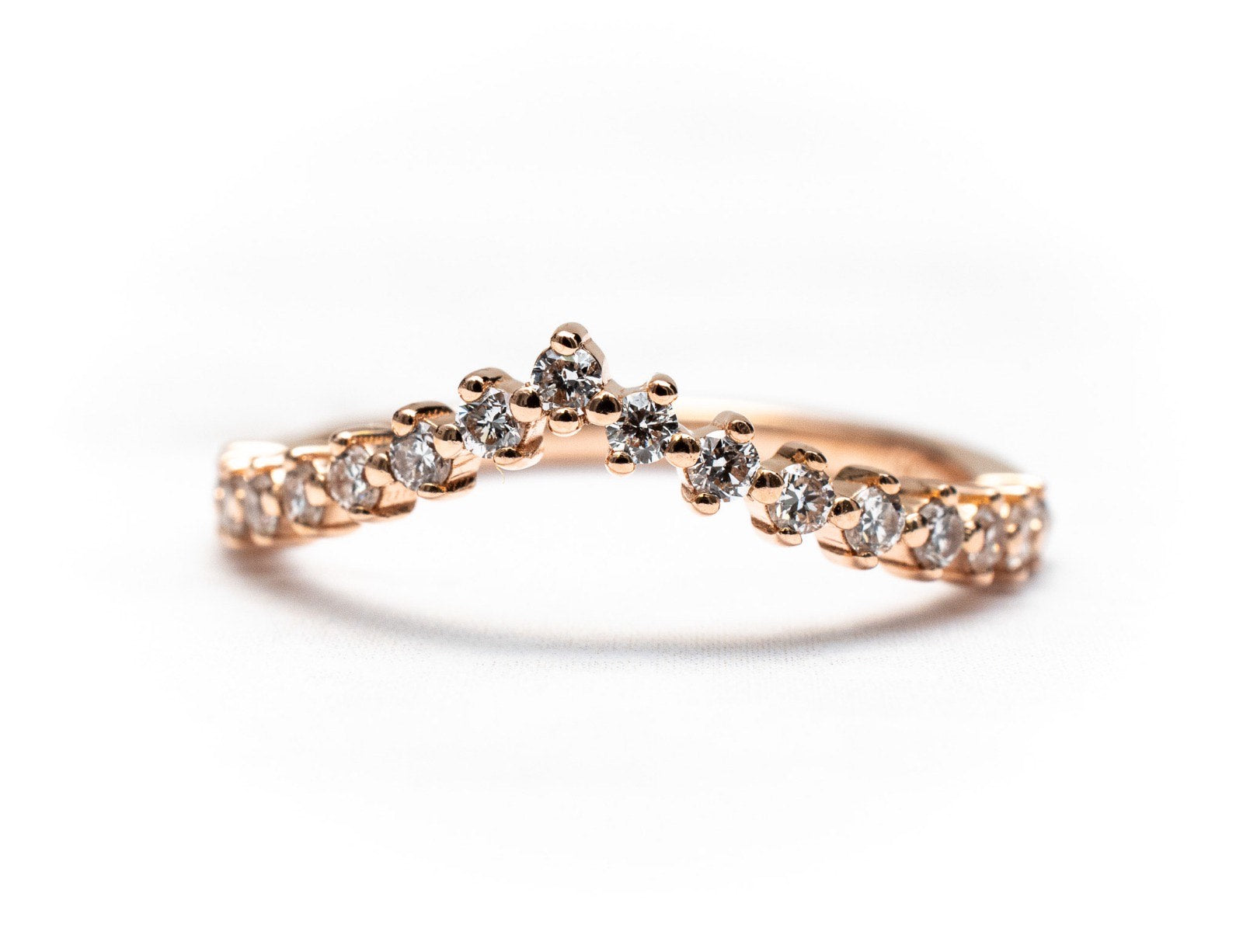 Jacob Mercari 14K Rose Gold V Curve Diamond Wedding Band